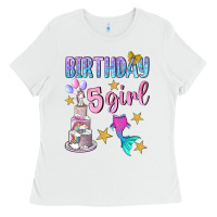 White birthday girl 5 Ladies Tee - BundleAndBundleShop