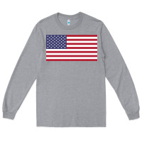 Heather Grey american flag Long Sleeve Tee - linhVisuals