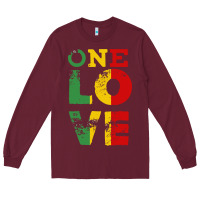 Burgundy one love rasta reggae Long Sleeve Tee - linhVisuals