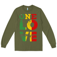 Army Green one love rasta reggae Long Sleeve Tee - linhVisuals