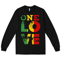 Black one love rasta reggae Long Sleeve Tee - linhVisuals