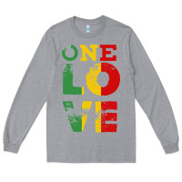 Heather Grey one love rasta reggae Long Sleeve Tee - linhVisuals