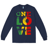 Navy one love rasta reggae Long Sleeve Tee - linhVisuals