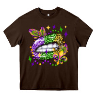 Chocolate Brown mardi gras lip olivia Heavy Core Tee - OliviaCreatesArt