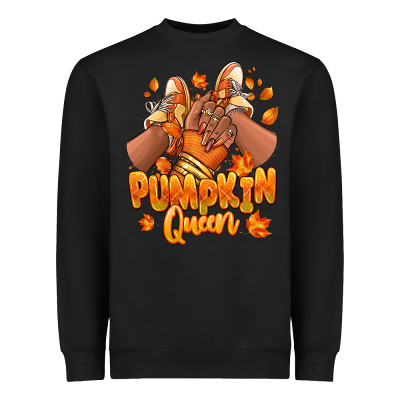 Pumpkin Queen Fall Black Girl Sneakers Heavyweight Sweatshirt by RanaPortraitStore | Teevron