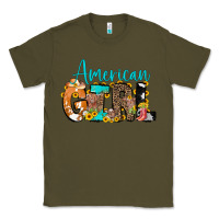 Army Green American Girl, western Cowhide Classic Tee - CowCowDesign