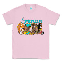 Bubblegum Pink American Girl, western Cowhide Classic Tee - CowCowDesign
