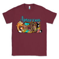 Burgundy American Girl, western Cowhide Classic Tee - CowCowDesign