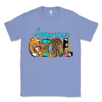 Colony Blue American Girl, western Cowhide Classic Tee - CowCowDesign