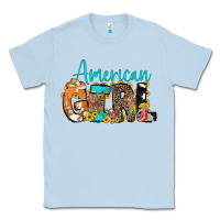 Dusty Blue American Girl, western Cowhide Classic Tee - CowCowDesign