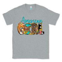 Heather Grey American Girl, western Cowhide Classic Tee - CowCowDesign