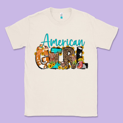 American Girl, Western Cowhide Classic Tee Designed By Cowcowdesign
