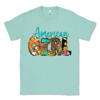 Seafoam American Girl, western Cowhide Classic Tee - CowCowDesign