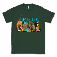 Sports Green American Girl, western Cowhide Classic Tee - CowCowDesign