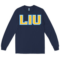 Navy long island university sharks Long Sleeve Tee - linhVisuals