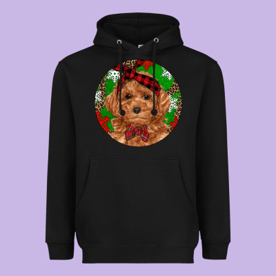 Christmas Toy Poodle Heavyweight Hoodie Designed By Ranaportraitstore