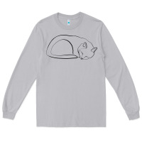 Moon Dust Sleeping Cat Line Art Long Sleeve Tee - linhVisuals