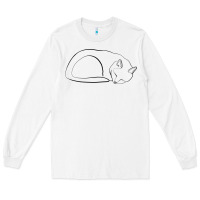 Sleeping Cat Line Art Long Sleeve Tee | Teevron