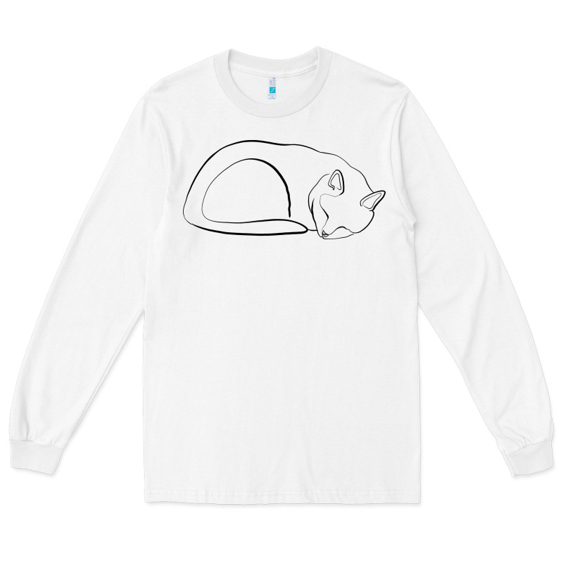 Sleeping Cat Line Art Long Sleeve Tee by linhVisuals | Teevron