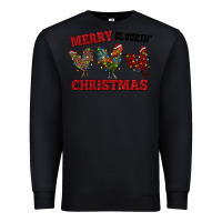 Black Merry Cluckin' Christmas Premium Sweatshirt - RanaPortraitStore