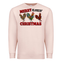 Pale Pink Merry Cluckin' Christmas Premium Sweatshirt - RanaPortraitStore