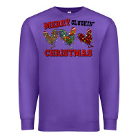 Purple Merry Cluckin' Christmas Premium Sweatshirt - RanaPortraitStore