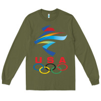 Army Green USA OLYMPIC RINGS Long Sleeve Tee - linhVisuals