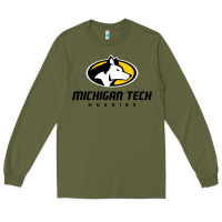 Army Green michigan tech Long Sleeve Tee - linhVisuals