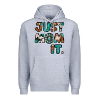Heather Grey just mom it cowhide turquoise Premium Hoodie - Jasminsmagicworld
