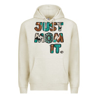 Oatmeal Heather just mom it cowhide turquoise Premium Hoodie - Jasminsmagicworld