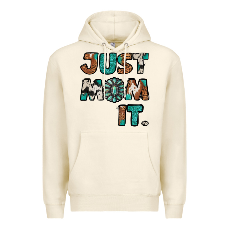Just Mom It Cowhide Turquoise Premium Hoodie by Jasminsmagicworld | Teevron
