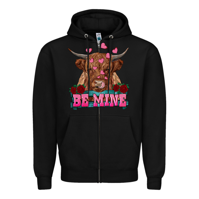 Be Mine Highland Cow Zipper Hoodie by RanaPortraitStore | Teevron
