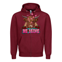 Burgundy be mine highland cow Zipper Hoodie - RanaPortraitStore