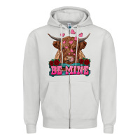 Dove Grey be mine highland cow Zipper Hoodie - RanaPortraitStore