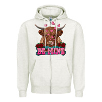 Oatmeal Heather be mine highland cow Zipper Hoodie - RanaPortraitStore