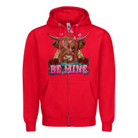 Red be mine highland cow Zipper Hoodie - RanaPortraitStore