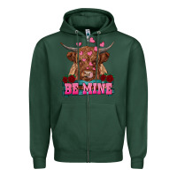 Sports Green be mine highland cow Zipper Hoodie - RanaPortraitStore