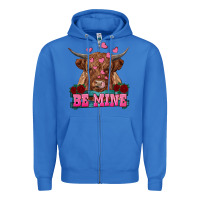 True Royal be mine highland cow Zipper Hoodie - RanaPortraitStore