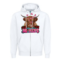 White be mine highland cow Zipper Hoodie - RanaPortraitStore