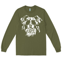 Army Green border collie dog t  shirt border collie with sunglasses cool dog t  s Long Sleeve Tee - linhVisuals