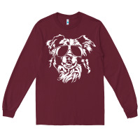 Burgundy border collie dog t  shirt border collie with sunglasses cool dog t  s Long Sleeve Tee - linhVisuals