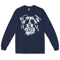 Navy border collie dog t  shirt border collie with sunglasses cool dog t  s Long Sleeve Tee - linhVisuals