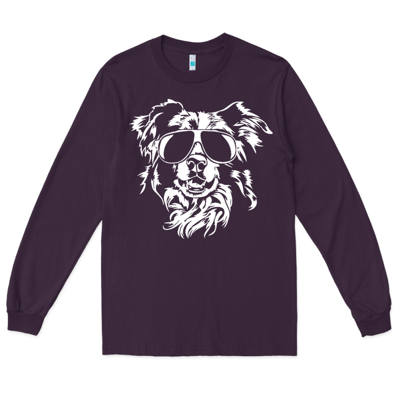 Border Collie Dog T  Shirt Border Collie With Sunglasses Cool Dog T  S Long Sleeve Tee by linhVisuals | Teevron