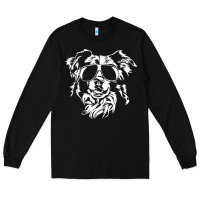 Black border collie dog t  shirt border collie with sunglasses cool dog t  s Long Sleeve Tee - linhVisuals