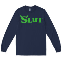 Navy SHREK SLUT GREEN SHIRT Long Sleeve Tee - linhVisuals
