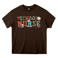 Chocolate Brown school nurse Heavy Core Tee - OliviaCreatesArt