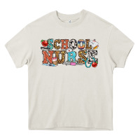 Cream school nurse Heavy Core Tee - OliviaCreatesArt