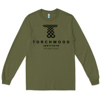 Army Green torchwood institute Long Sleeve Tee - linhVisuals