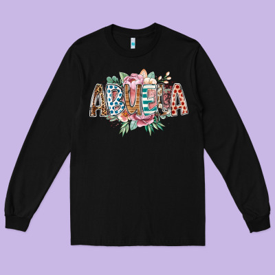 Abuela Flowers Long Sleeve Tee Designed By Racoondesign