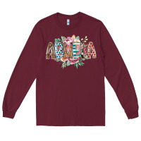 Burgundy abuela flowers Long Sleeve Tee - RacoonDesign